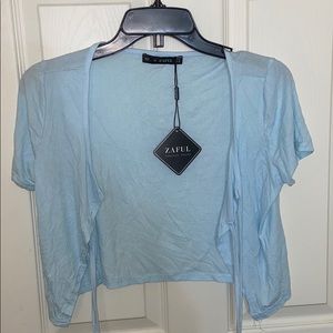 Light blue front tie top